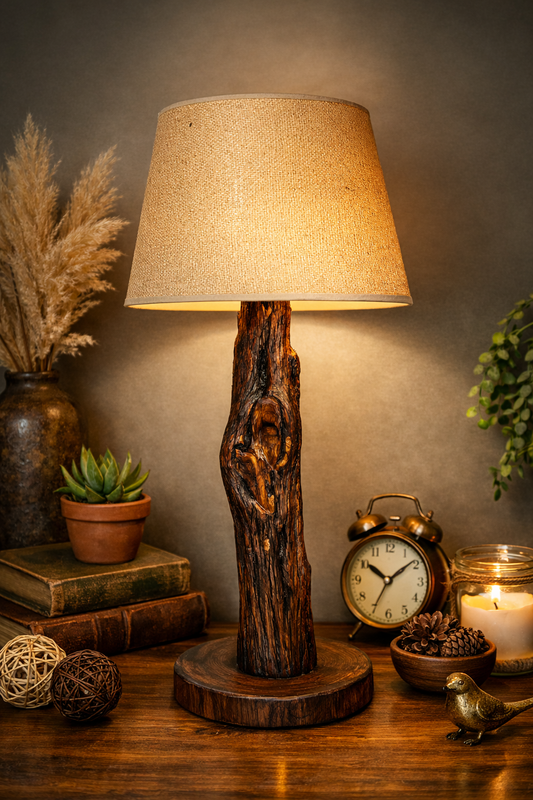 Lámpara artesanal en madera de enebro
