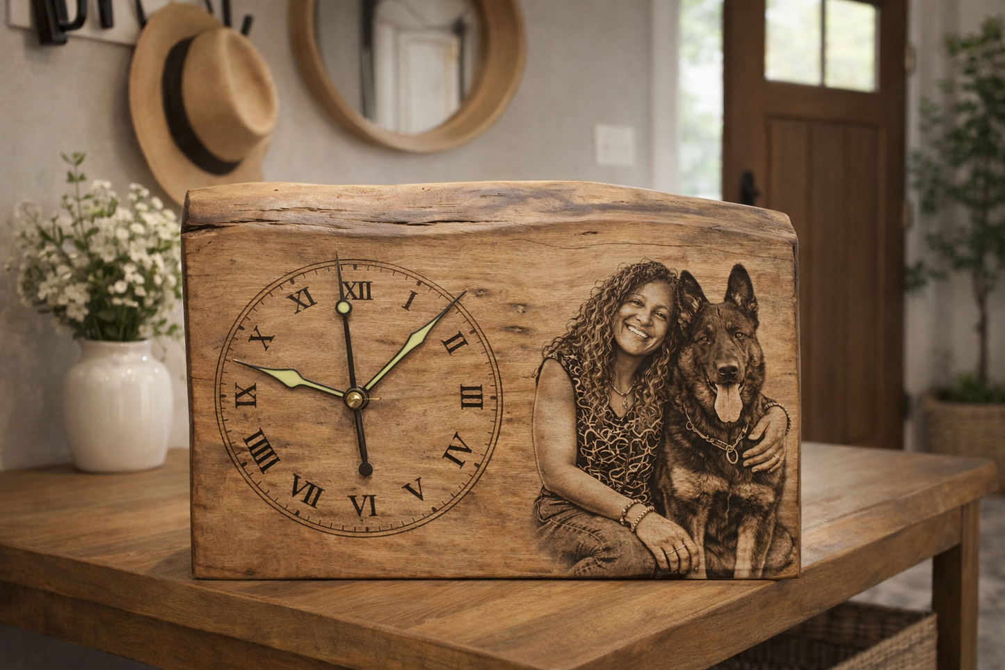Reloj personalizado en madera con fotografía grabada