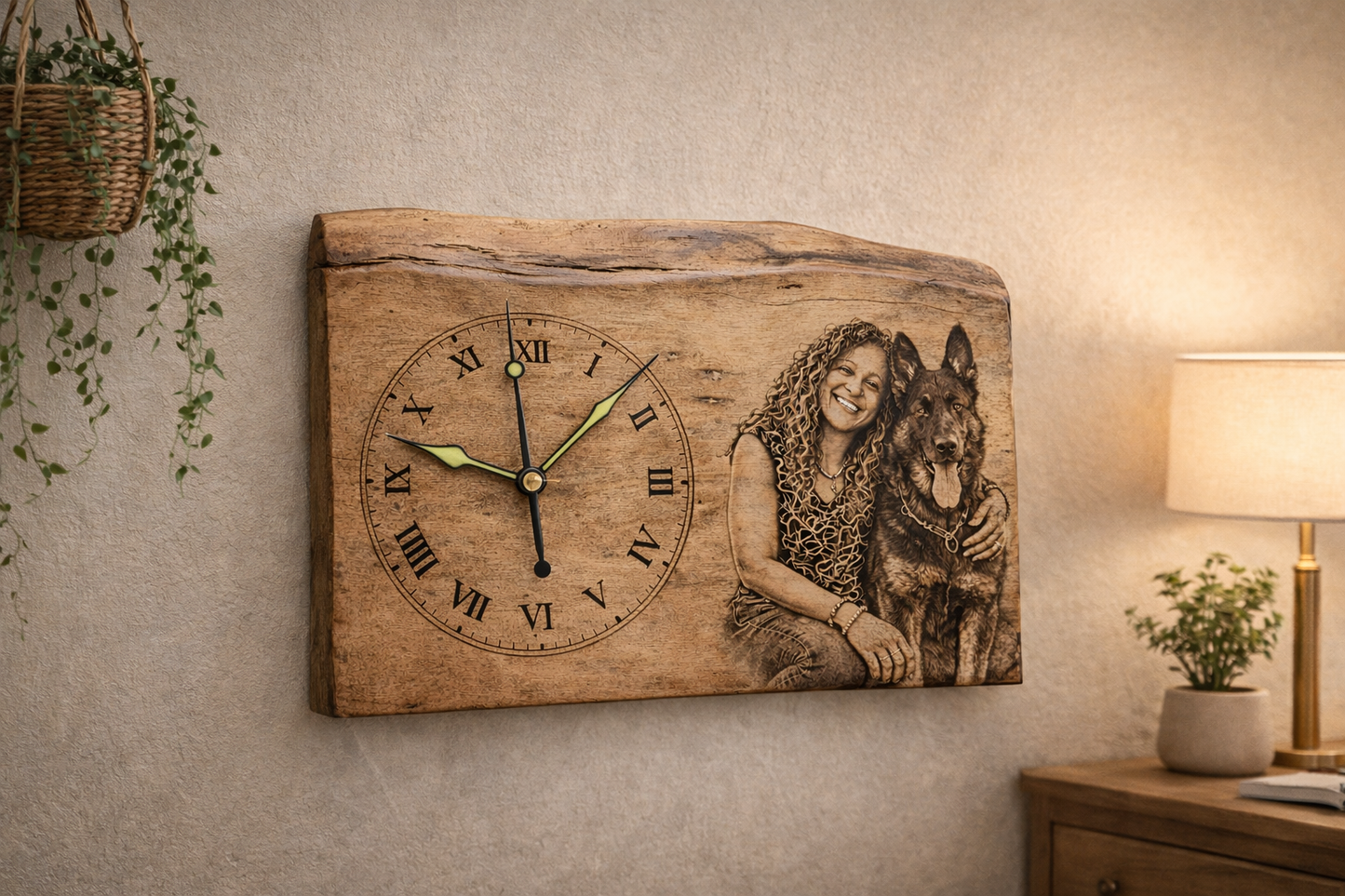 Reloj personalizado en madera con fotografía grabada