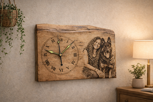 Reloj personalizado en madera con fotografía grabada