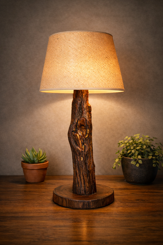 Lámpara artesanal en madera de enebro