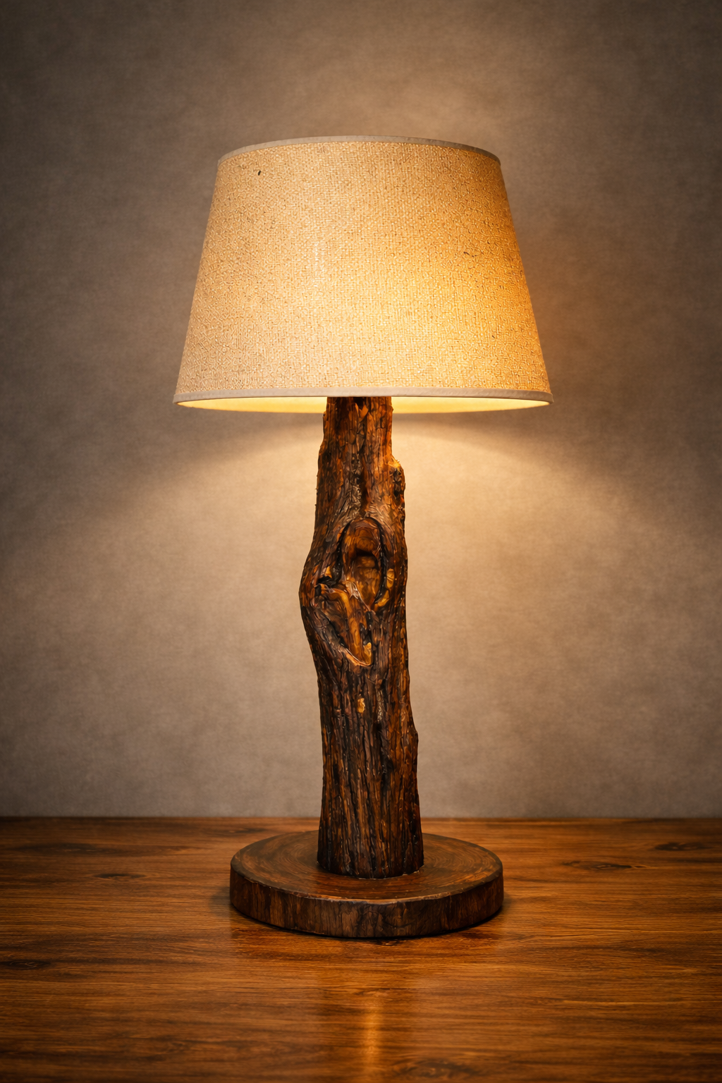 Lámpara artesanal en madera de enebro