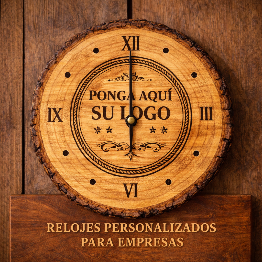 Reloj personalizado en madera con logo o fotografía grabada