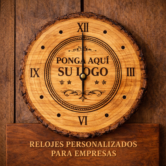 Reloj personalizado en madera con logo o fotografía grabada