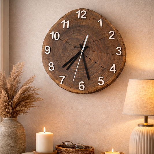 Reloj de Pared de Madera Natural – Reloj Rústico Decorativo